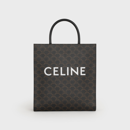 MEDIUM VERTICAL CABAS IN TRIOMPHE CANVAS WITH CELINE PRINT BLACK